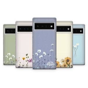 Floral ästhetische Handyhülle Frühlingsblumen Niedliche Minimalistische Hülle für Google Pixel 9Pro, 8A, 7, 6, Samsung S25, S24, S23, A25, A16, iPhone 16