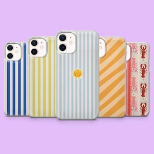 Resort Stripe Handytasche Minimalistisch Sommer für iPhone 16, 15, 14, 13, 12, 11, Samsung S25, S24, S23, S22, A16, A55, A35, Pixel 9Pro, 8