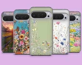Nature Flowers Phone Case Wildflower Pretty Floral Cover for Google Pixel 11, 10Pro, 9, 9Pro, 8, 7, Samsung S26, S25, S24, A16, iPhone 18Pro