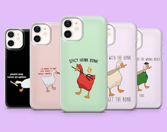 Funny Duck Phone Case Cute Goose Silly Geese Cover for iPhone 15, 14, 13, 12, 11, Samsung S24Ultra, S23FE, S22, A15, A54, A25, A14, Pixel 8A