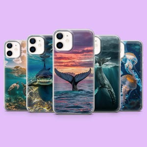 Wassertiere Handyhülle Blue Whale Ocean Life Cover für iPhone 16, 15, 14, 13, 12, 11, Samsung S25, S24, S23, S22, A16, A55, A25, Pixel 9