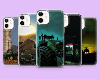 Coque pour téléphone tracteur Agriculture Fields Farmer pour iPhone 15, 14, 13, 12, 11, Samsung S24Ultra, S23FE, S22, A15, A54, A25, A14, Pixel 8A