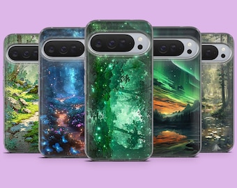 Green Forest Fantasy Whimsigoth Cover für Google Pixel 10A, 10Pro, 9Pro, 9A, 9, 8A, 7, 6A, Samsung S26, S25, A17, A56, iPhone 17e