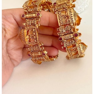 Handcrafted Rajwadi Gold Plated Doli Barat Bangles/Openable Gold Bangles/Indian Bangles/Antique gold Kada/temple jewelry/single bangle