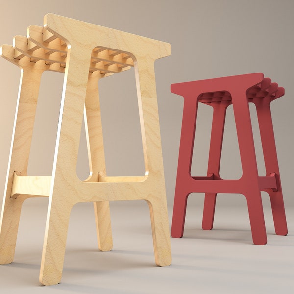 SCANDI Bar Stool | Living Room | CNC File | Dxf - Dwg - STL File