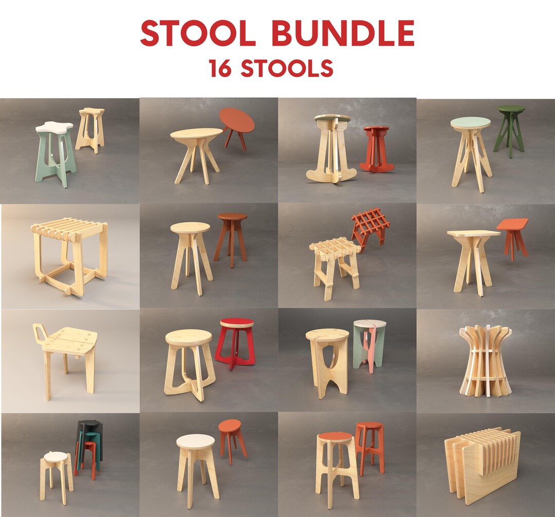Digital CNC File: Stool Bundle | 16 Stool Designs | Most of Them ...