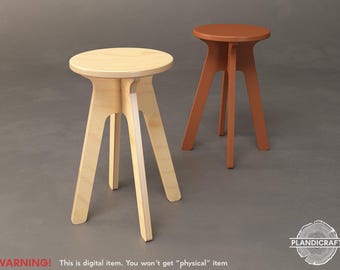 Digital CNC File: CASTLE Stool | Flatpack| Plywood | Stool Plan (Customizable)