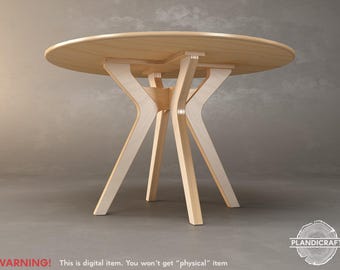 Digital CNC File: PARROT Dining Table | Round Design | Plywood | Table Plan (Customizable)