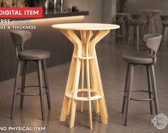 Digital CNC File: RURU Bar Height Table |  Parametric Modern Design | Plywood (Customizable)