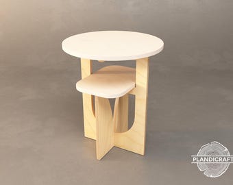 FLWR Side Table | Customizable | Digital Item Not Physical! | Living Room | CNC File | Dxf - Dwg - STL File | end table, table plan