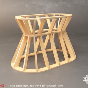 May include: A light-colored wooden table base with an open, geometric design. The base has an oval top and bottom, connected by angled supports. The text "WARNING! This is digital item. You won't get "physical" item" is visible.