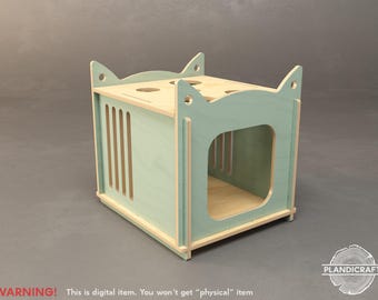Digital CNC File: CATNIP Cat House | Flatpack Pet house | Plywood (Customizable)