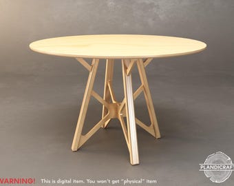 Digital CNC File: GIGI Round Dining Table | Modern Style | Plywood Legs (Customizable)