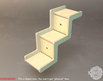 Digital CNC File: YUYU Cat Wall Stairs | Plywood Pet Furniture (Customizable)