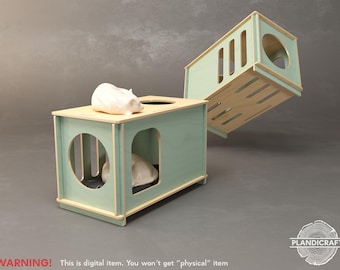 Digital CNC File: BUNKIE Cat House | Flatpack Pet house | Plywood (Customizable)
