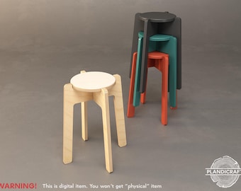 Digital CNC File: GYRIS Stool | Stackable | Plywood | Stool Plan (Customizable)