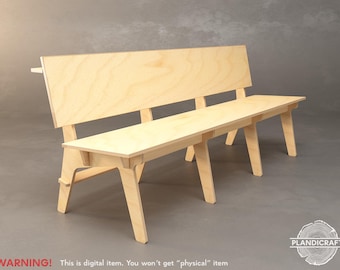 Digital CNC File: SIRTE Garden / Cafe Bench  | Flatpack | Outdoor Bench with backrest (Customizable)