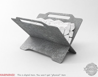 Digital File: CURCU Detachable Firewood Rack | Metal Log Holder | Flatpack | Indoor Fireplace Decor (Customizable)