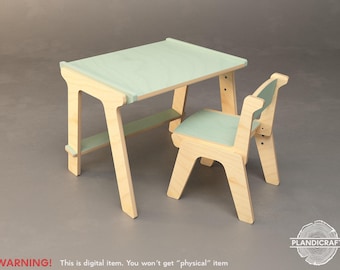 JUMPIE  Kids Chair & Table SET Cnc File:  Adjustable Height, Montessori(Digital Item) (customizable)