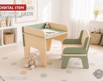 Digital Cnc File: SIMPLY Kids Table & Chair Set | Montessori Inspired | Flatpack (Customizable)