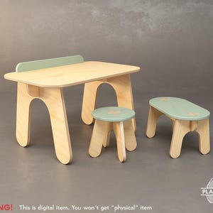 Digital CNC File: CANDY Kids Desk, Stool, Bench Set (3-5 Years)| Montessori Inspired  (Customizable)