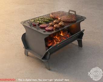 Digital File: MNGI Detachable Metal Grill | Laser Cut BBQ | Flatpack | No need welding (Customizable)