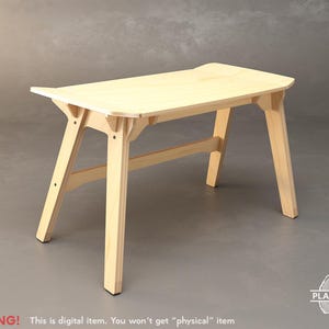 May include: A light-colored wooden desk with a rectangular top and angled legs. The desk is made of light-colored wood and has a simple, modern design. The text "WARNING! This is digital item. You won't get "physical" item" is at the bottom.