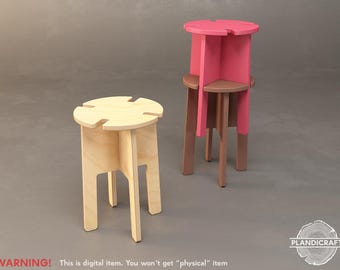 Digital CNC File: STCKIE Stackable Stool | Living Room Furniture Design | Pland Base (Customizable)