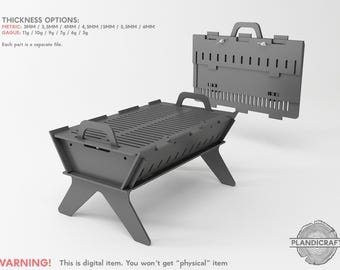 Digital File: STAR Collapsible Grill Plan | Laser Cut BBQ | Flatpack | No need welding (Customizable)