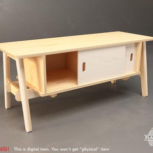May include: A light-colored wooden bench with a sliding door and open storage compartment. The bench has angled legs and a simple, modern design. The text "WARNING! This is digital item. You won't get "physical" item" is at the bottom.