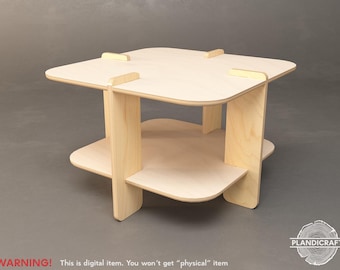 KREQ Coffee Table CNC Plan: 18mm Plywood Furniture, Midcentury Modern (Digital File) (Customizable)