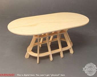 Digital CNC File: EGN Coffee Table | Oval  | Parametric Design | Plywood (Customizable)
