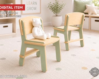 Digital CNC File: CANDY Kids Chair for 3-5 Years  | Montessori Inspired | Flatpack (Customizable)