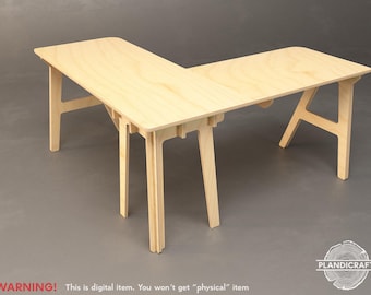 Digital Cnc File: HOPPY-C L Shape Desk | Corner Table | Office Furniture (Customizable)