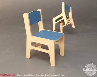 HOPPIE 2-6 Years Kids Chair CNC File:  Plywood Design, Montessori inspired (Digital Item) (customizable)
