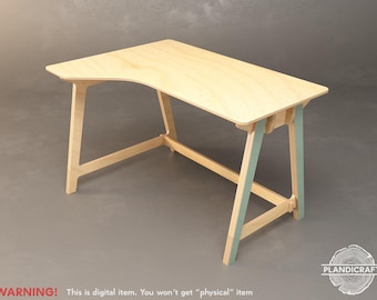 Digital Cnc File: YELKE Desk | Midcentury-Modern Style | Office Furniture | Corner Desk (Customizable)