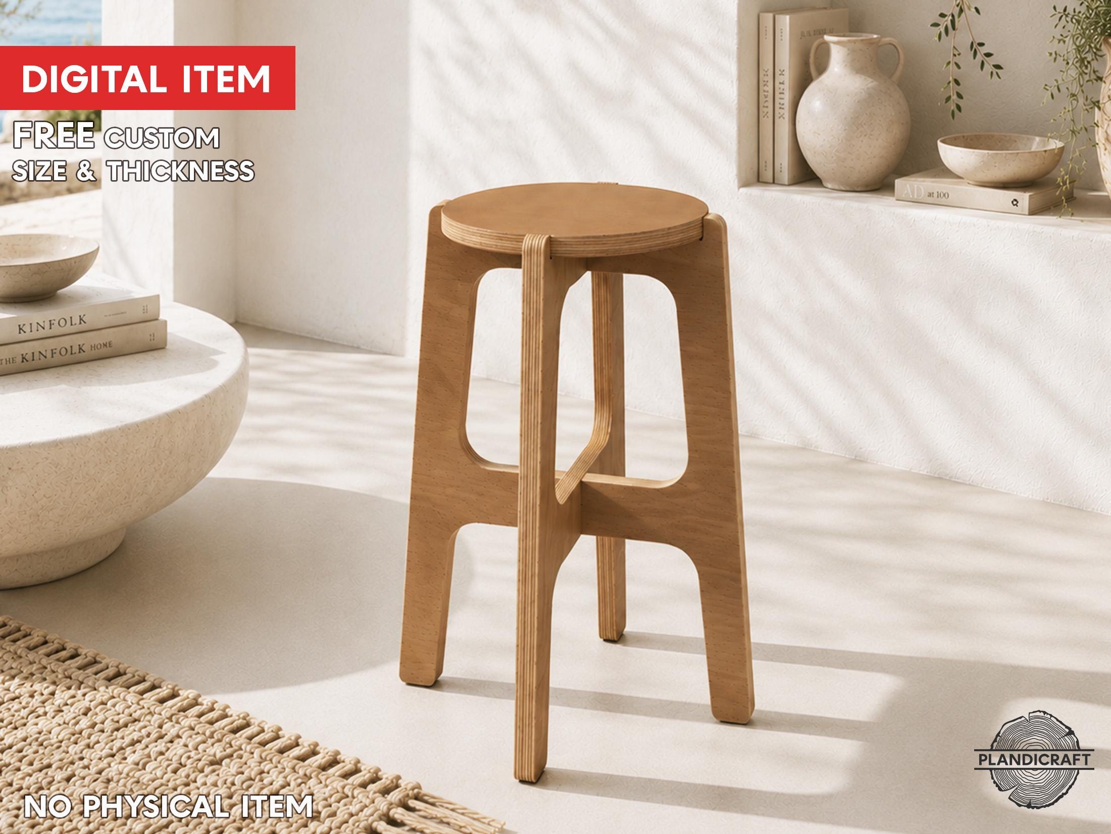 KLAS Stool | Customizable | Decorative | CNC File | Dxf Dwg File
