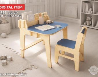 Digital Cnc File: HOPPIE 2-6 Years Kids Table & Chair Set |  Montessori inspired (customizable)