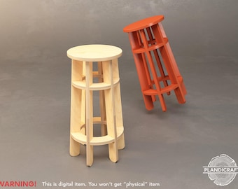 BORRI Bar Stool | Customizable | Counter High | Stool | CNC File | Dxf Dwg File | DIY Furniture Plan