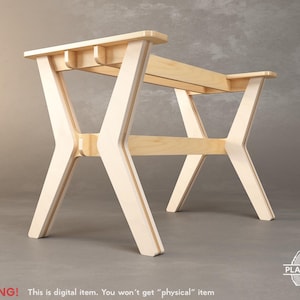 Può includere: Un tavolo in legno con un design semplice e moderno. Il tavolo ha un piano rettangolare e una base composta da due supporti a forma di X. Il tavolo è realizzato in legno chiaro e ha una finitura naturale.