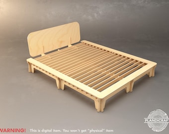 Digital CNC File: SIMPLY Bed Frame, Plywood Design, Scandinavian, Flatpack (customizable)