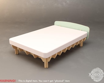 SCANDI Bed Frame Digital CNC File: Plywood Design, Scandinavian (Digital Item) (customizable)