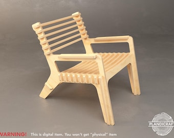 Digital CNC File: ZEKKE Lounge Armchair Chair | Scandinavian Style | Plywood | Flatpack (Customizable)