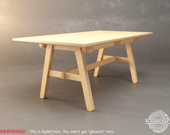Digital CNC File: FRHOUSE Dining Table | Farmhouse Style | FLATPACK (Customizable)