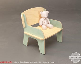 SIMPLY 1-3 Years Kids Chair CNC File:  Plywood Design, Montessori inspired (Digital Item) (customizable)