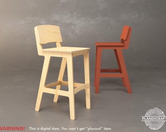 SIJLI Bar Stool CNC File: Plywood Counter Stool with Backrest (Digital Item)(customizable)