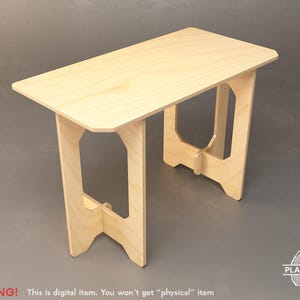 May include: A light-colored wooden table with a rectangular top and open, geometric legs. The table is made of light-colored wood and has a simple, modern design. The text "WARNING! This is digital item. You won't get "physical" item" is at the bottom.