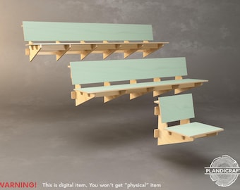 Digital CNC File: SIRTE Wall Hanging Bench | Scandinavian Style | 3 Different Lenght | Flatpack (Customizable)