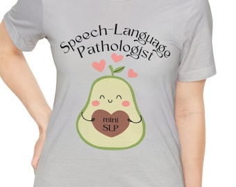 Speech-Language Pathologist & Mini SLP Avocado Short Sleeve Tee, Maternity Pregnancy Speech Therapist T-shirt, new Mom SLP cute gift tee