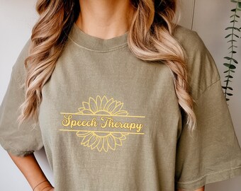 Sunflower Speech Therapy Unisex T-shirt, SLP SLPA Shirt, Speech Therapist Tee, new SLP shirt, Speech appreciation gift, Speech Path grad